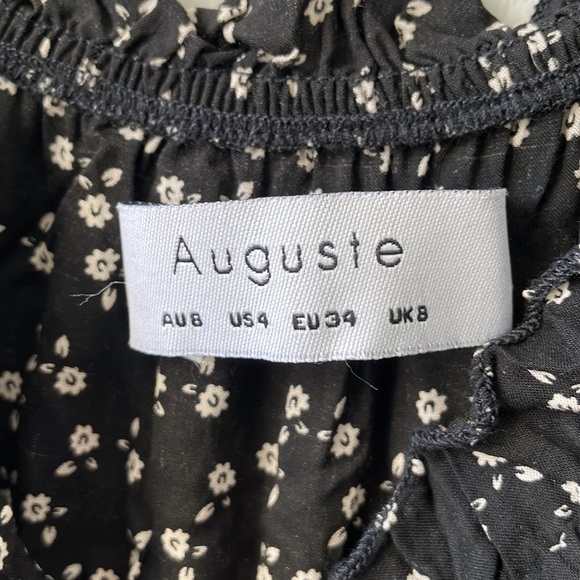 Auguste Button Down Dress Black Flowers - Picture 9 of 12